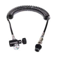 Paintball Remote Coil Hose with Quick Disconnect and 3000psi Pressure Gauge H...