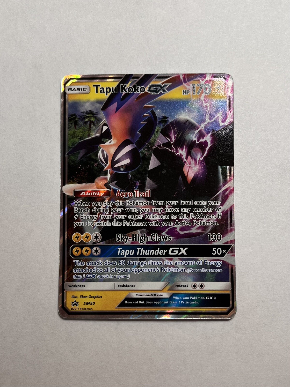 P319 Tapu Koko GX 47/145 Full Art Holo Ultra Rare Guardians Rising Pokemon NM/MT