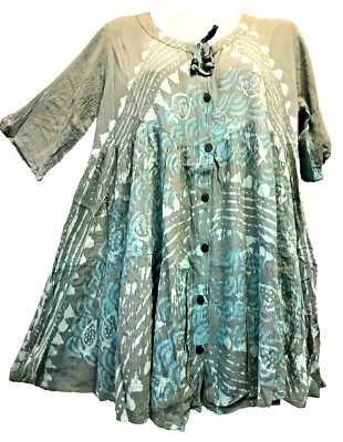 Nwt SACRED THREADS hippie tie dye tiered rayon TUNIC TOP O/S fits L Free shippin