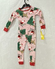 Carters Kids Pajamas Christmas Santa Tree Sz 4 or 16 Pink Sleepwear Girls 2 pc