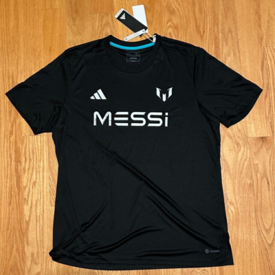 NEW ADIDAS LEO MESSI TRAINING JERSEY BLACK SLIM FIT AEROREADY