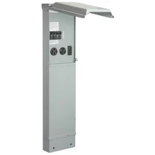 RV Pad Mount Pedestal with 50 Amp 30 Amp RV Receptacles 20 Amp GFCI Receptacle