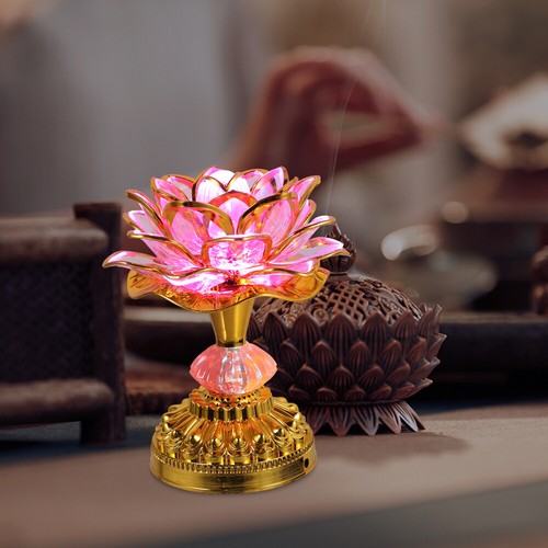 Night Lamp USB Colorful LED Lotus Lantern for Buddha Props eBay