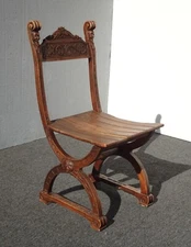 Antique Neo Classical Renaissance Carved Brown Chair