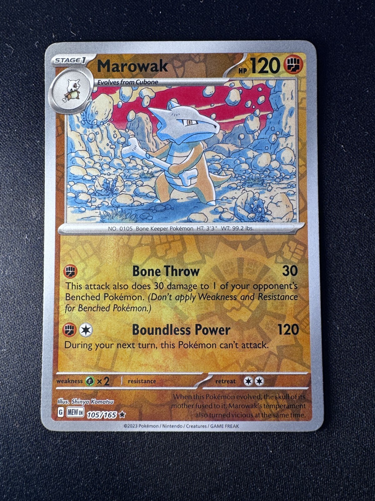 Pokemon Card Marowak Pokemon 151 Scarlet & Violet Reverse Holo 105/165 NM
