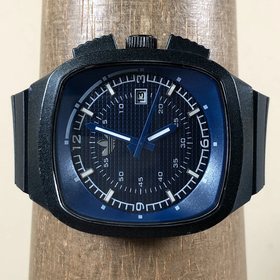 Adidas Hombre ADH2116 Fecha Negro Goma Caja Acero Inoxidable Reloj Cuarzo 7 1/2" Foto 2 de 4