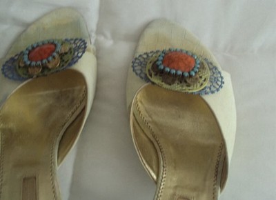 MARINO FABIANI SHOE   SIZE 8      TEAL /GOLD