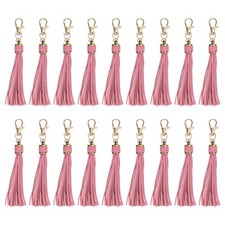 18pcs PU Leather Keychain Tassels 5.9" Key Chain Tassels Pink