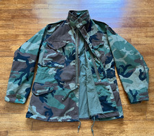 VTG US Army Field Jacket Men M Medium M65 Woodland Camo Cold Weather Coat 80s