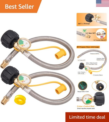 #ad 2 Pack of 15 Inch RV Propane Tubes with Clear Pressure Gauge Durable amp; Safe $41.79