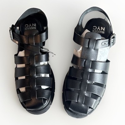 Madden NYC Fishmn Sandals Women s Size 8.5 Black Shoes Heel Rubber Sole New