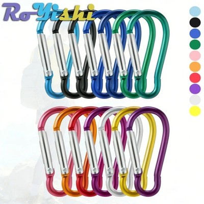10 PCS Aluminum Carabiner D Shape Spring Clip Snap Key Hook Keychain Buckle