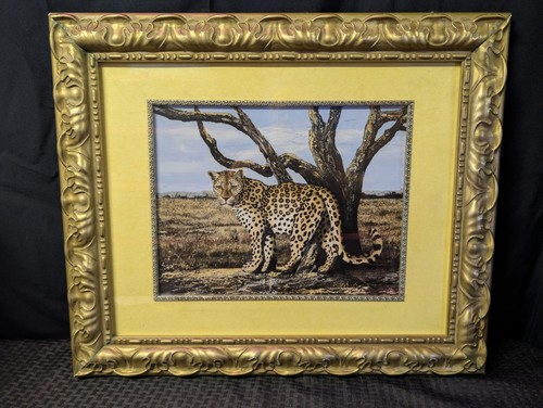 Jackie Thompson Leopard Lithograph Print With Ornate Frame