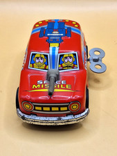 Vintage Tin Toy Car Space Missile Wind-Up 4.7" Made in Japan Litho