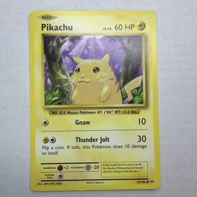Rare Pikachu Basic Pokemon card 35/108 LV 12 60HP - 2016