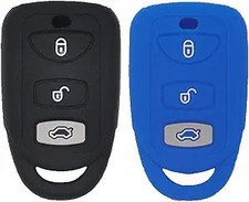 2pcs Silicone 3 Buttons Smart Key Fob Cover Remote Keyless E Color: Black Blue