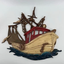 Sexton Cast Metal Ship Nautical Wall Decor 1967 Vintage Wall Hanging