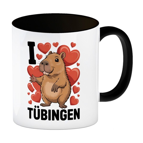 I Love TüBingen Capybara Kaffeebecher In Schwarz-image