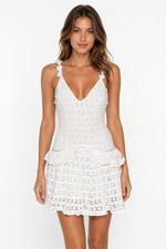 LoveShackFancy Dress XS 2 Women's Party Lace Sleeveless Ivory Short NEW 46879