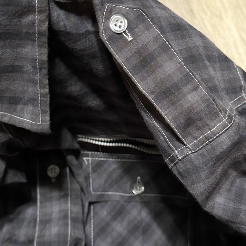 Montage Plaid Shirt Long Sleeve Button Up with Pockets Gray Black XL - Picture 5 of 5