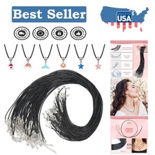 Durable 50Pcs Black Waxed Cotton Necklace Cords - 24 Inch for Unique Creations