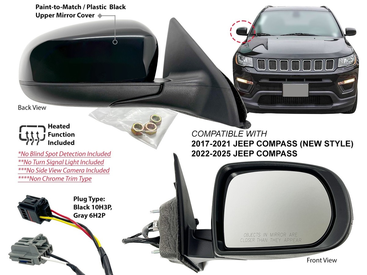 Heated Side Mirror for Jeep Compass 2017-2025 Passenger Right Side