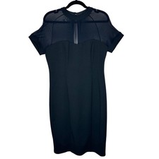 Bebe LBD Y2K Mesh Sheath Dress Size 8 Party Cocktail Short Sleeve Whimsygoth