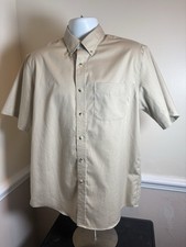 Vintage LL Bean Shirt Mens M, Button Up Safari Tan Khaki,wrinkle resistant