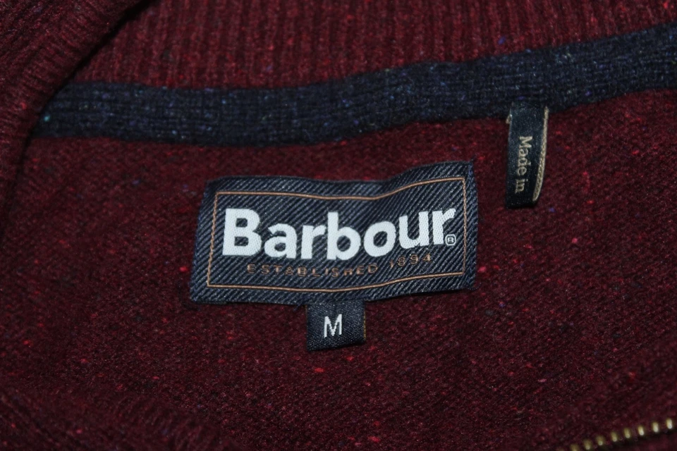 Barbour Tisbury Sweater Mens M 1/4 Zip Pullover Wool Silk Blend Fleck Maroon - Image 3 of 4