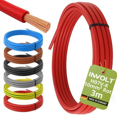 INVOLT H07V-K 10mm² rot Aderleitung, Verdrahtungsleitung, Meterware