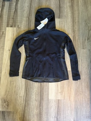 Nike Dri-Fit Hoodie WOMENS M Black MESH HOOD PANEL  Full Zip BASKETBALL FastShip