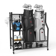 Golf Bag Storage Garage Organizer, Extra Large Size Golf Bag Storage Stand an...
