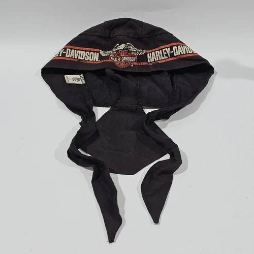 Harley Davidson Skull Cap Head Wrap Durag Tied Back Tattoo VTG Y2K Biker Eagle