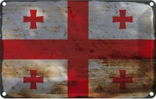 Blechschild 20x30 cm Georgien Georgia Rost Flagge Fahne Wappen Deko Geschenk Met