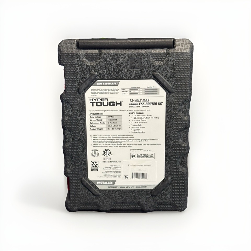 Hyper Tough 12-Piece Cordless Router Kit 12-Volt Max Brushless Battery ...