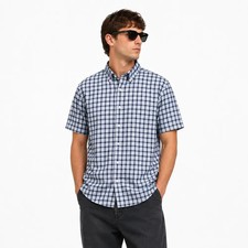 Yves Saint Laurent YSL Checked Button Up Short Sleeve Shirt