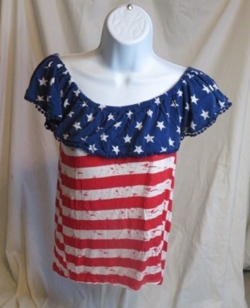 Cloud Chaser Women's Stars & Stripes Off-Shoulder Tank Top Size S