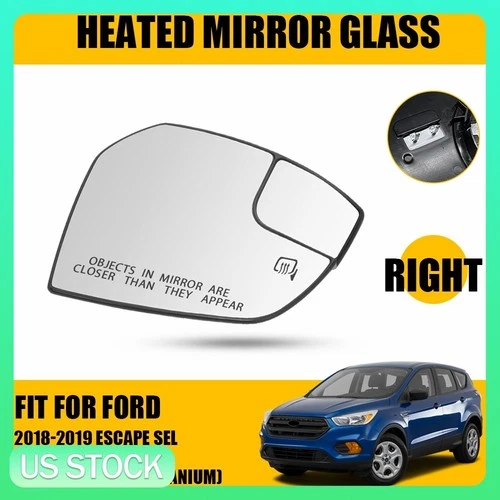 Right Passenger Heated Exterior Mirror Glass Assembly For 2017-19 Ford Escape
