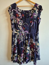Lady Vintage Dress Size 22 Navy Purple Floral Short Sleeve