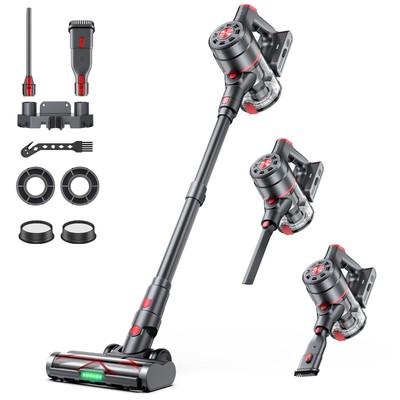 Cordless Vacuum Cleaner, 580W 60KPA Dual Motor Stick Vacuum for Home with 60m...