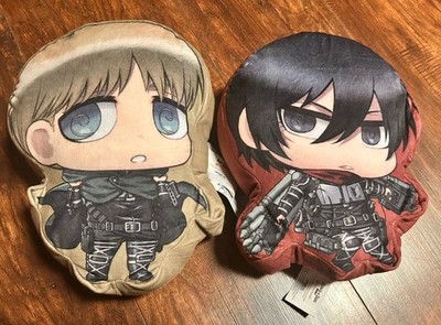 Attack On Titan Crunchy Roll Pillows Set Of 2, Armin,Mikasa Chibi