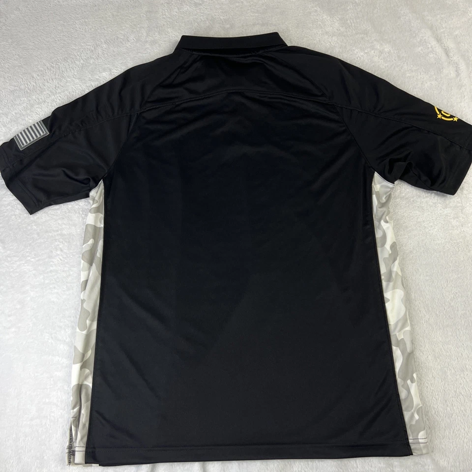 Polo App State Mountaineers Coliseo Manga Corta Hombres L Negro Camuflaje Lados Bandera OHT Foto 3 de 4