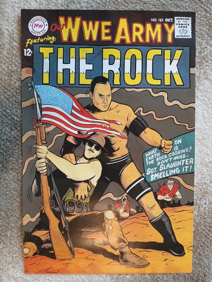 Lote de pósteres de cómics de lucha libre Machoman - Arte parodia firmado por The Rock & Hulk Hogan JM Foto 3 de 4