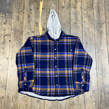 Dickies Over Shirt Check Vintage Lined Workwear Jacket, Navy Womens 3xl
