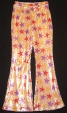 Nasty Gal Women Sequin Pants size 8 Small Fit & Flare Peach Stars