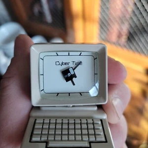 Rare 1980s Vintage Miniature Computer Desk Clock / Watch Cyber Time