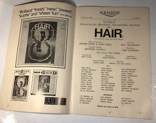 "HAIR" Aquarius Theater Vintage 1969 Los Angeles Program RARE COLLECTIBLE - Picture 4 of 10