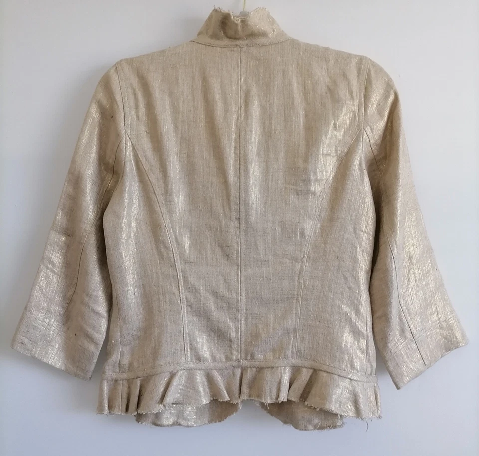 Chaqueta para mujer Yansi Fugel beige manga 3/4 con volantes talla 4 Foto 2 de 4