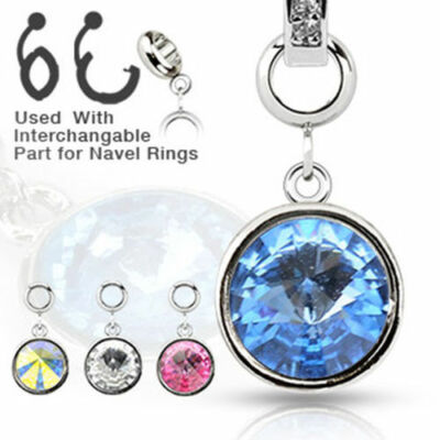Charm Add-On Zirkonia Kristall 12 mm Anhänger Bauchnabelpiercing Dermal Anchor