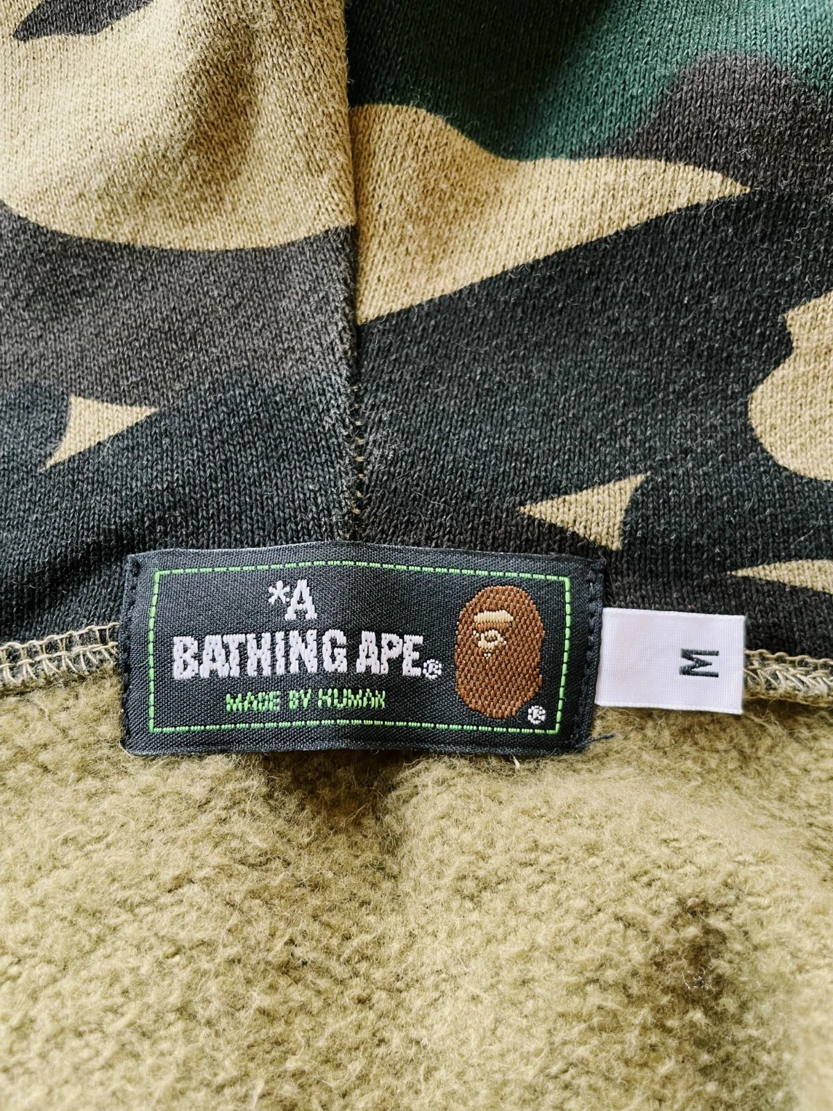 A BATHING APE (BAPE) Vintage Y2K Bape A Bathing Ape Woodland Camo Full zip Hoodie Green Khaki